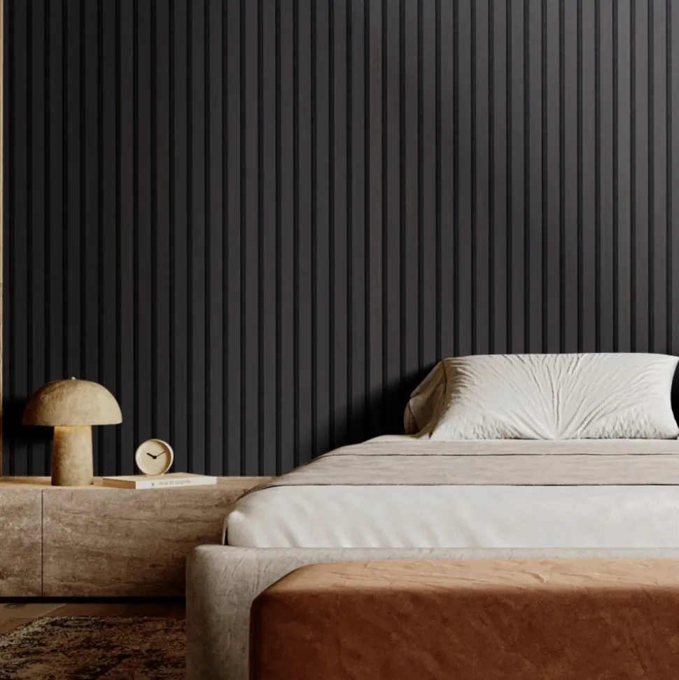 VEVOR Wood Slat Acoustic Panels, 7.9 x 94.5 inch, MDF Accent Wooden Wall Panels for Modern Interior Wall Decor, Faux Wood Wall Board Panels for Noise Reduction, Black Oak