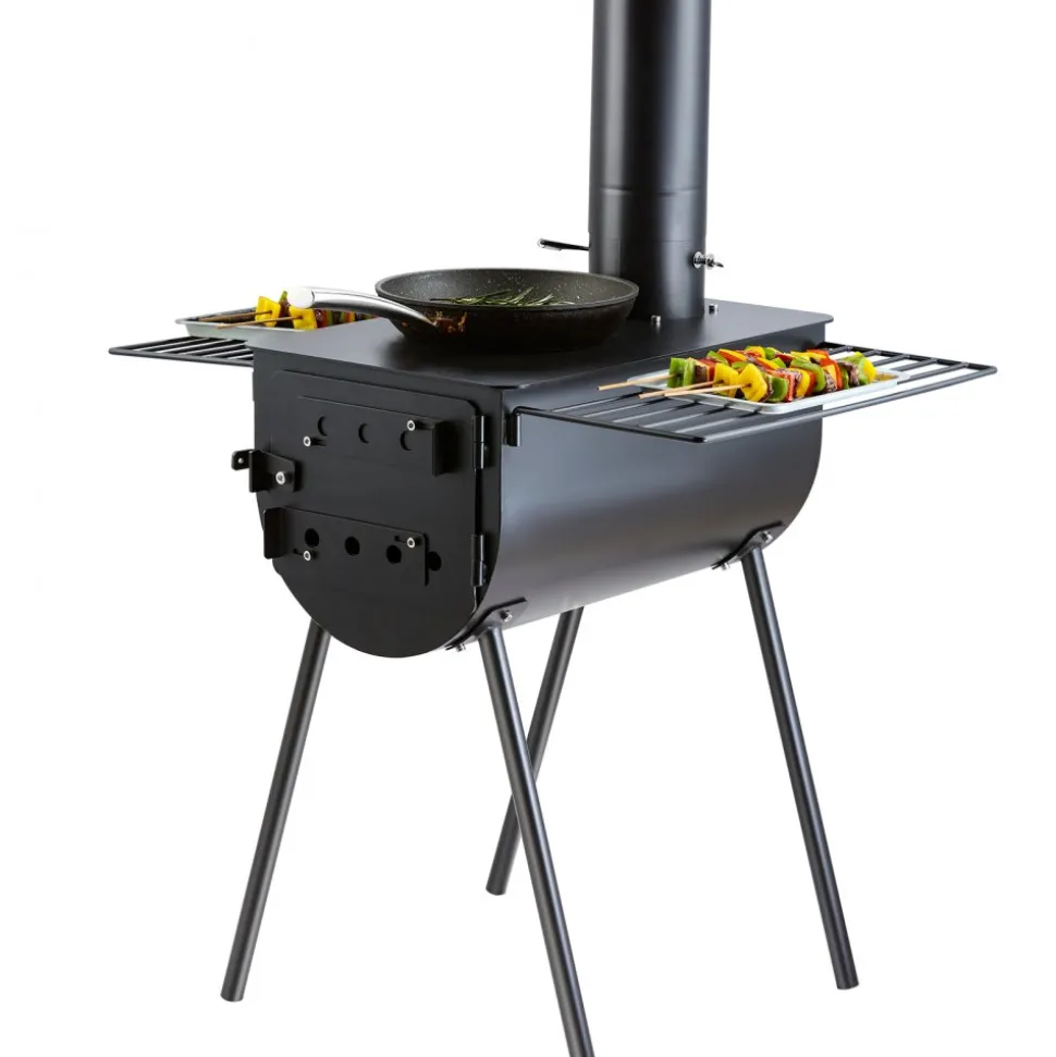 VEVOR Wood Stove, 118 inch, Alloy Steel Camping Tent Stove, Portable Wood Burning Stove with Chimney Pipes & Gloves, 3000in³Firebox Hot Tent Stove for Outdoor Cooking and Heating with 8 Pipes