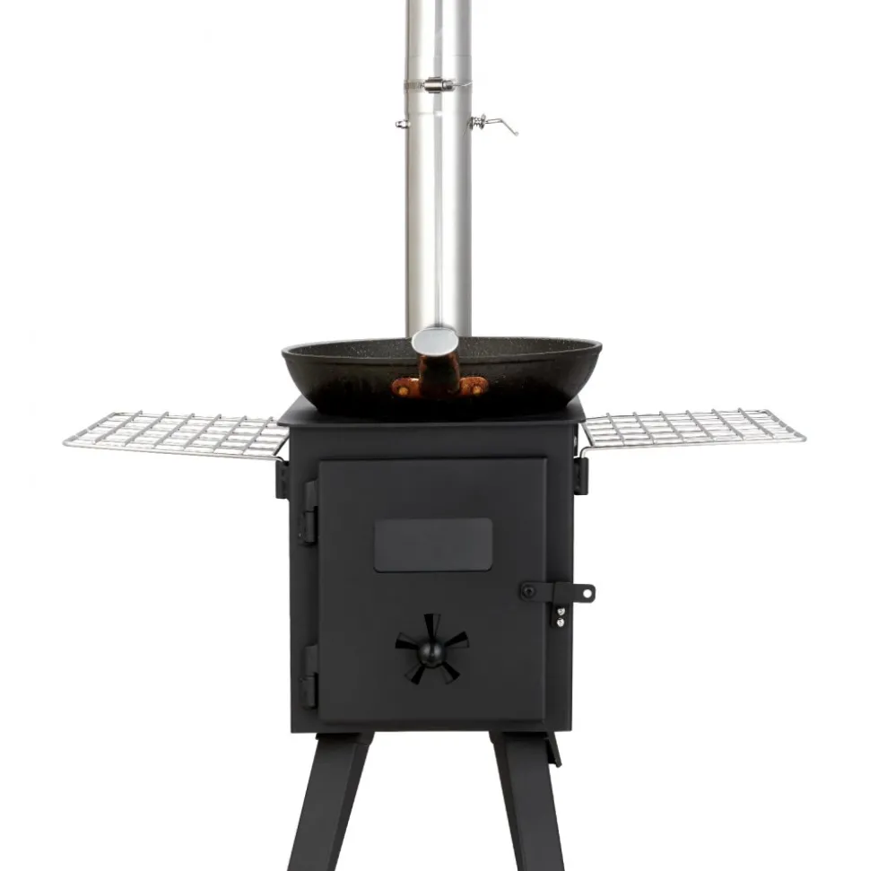 VEVOR Wood Stove, 86 inch, Alloy Steel Camping Tent Stove, Portable Wood Burning Stove with Chimney Pipes & Gloves, 1400in³Firebox Hot Tent Stove for Outdoor Cooking and Heating with 8 Pipes