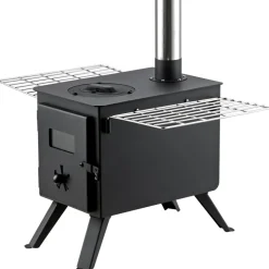 VEVOR Wood Stove, 86 inch, Alloy Steel Camping Tent Stove, Portable Wood Burning Stove with Chimney Pipes & Gloves, 1400in³Firebox Hot Tent Stove for Outdoor Cooking and Heating with 8 Pipes