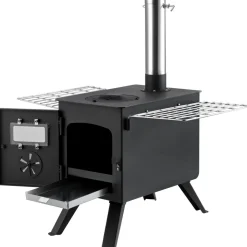 VEVOR Wood Stove, 86 inch, Alloy Steel Camping Tent Stove, Portable Wood Burning Stove with Chimney Pipes & Gloves, 1400in³Firebox Hot Tent Stove for Outdoor Cooking and Heating with 8 Pipes