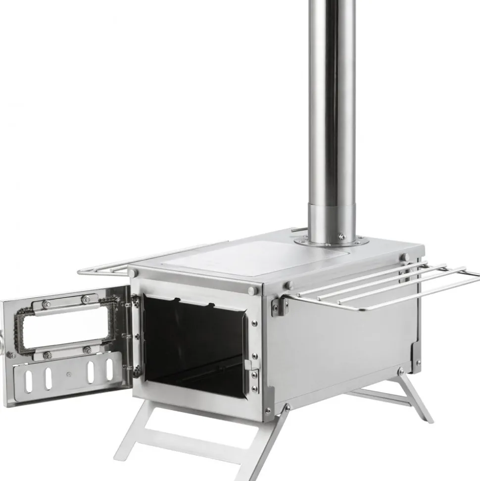 VEVOR Wood Stove, 80 inch, Stainless Steel Camping Tent Stove, Portable Wood Burning Stove with Chimney Pipes & Gloves, 700in³Firebox Hot Tent Stove for Outdoor Cooking and Heating with 8 Pipes