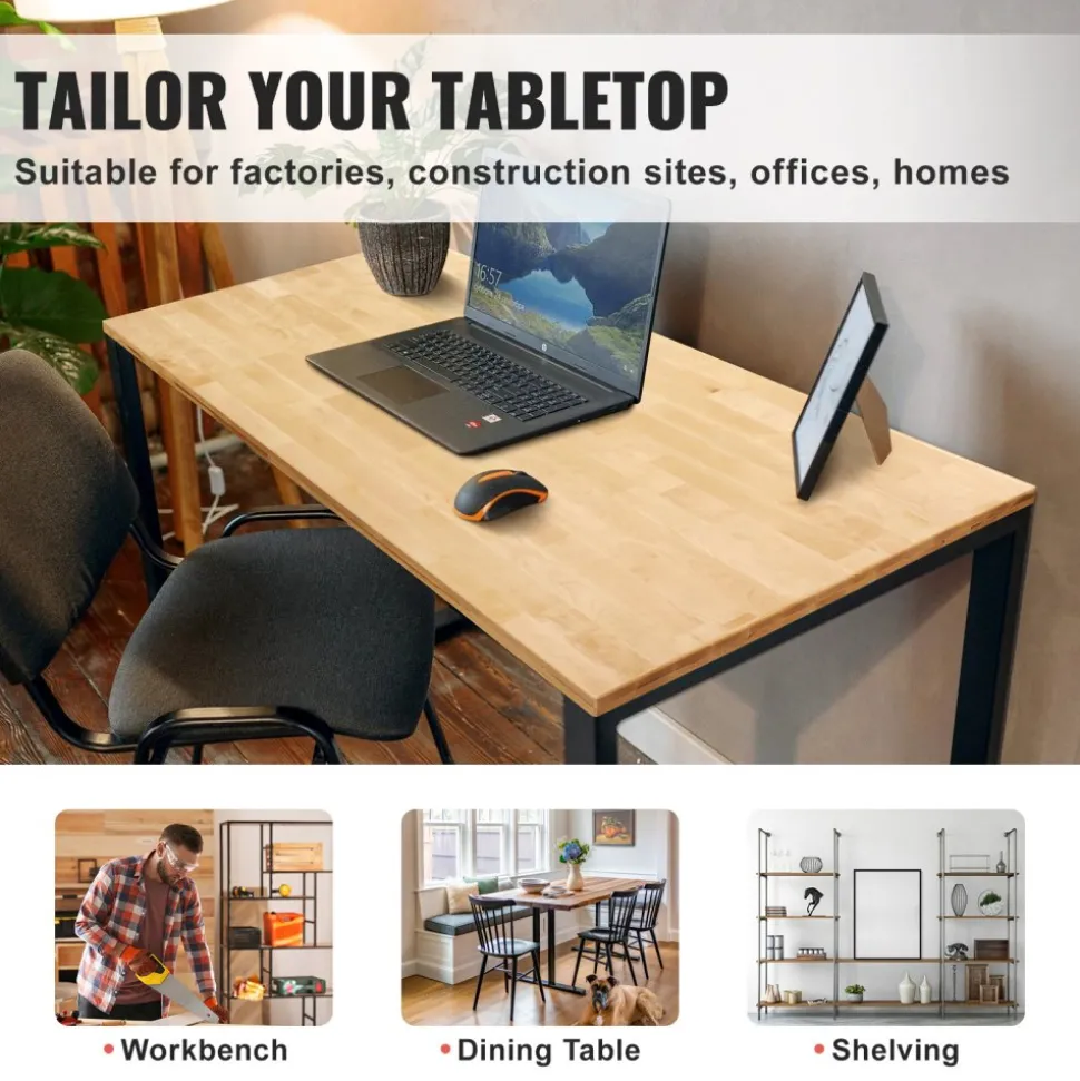 VEVOR Wood Table Top, Holds up to 330 lb, 59.1" x 29.5" x 1.5" Rectangular Countertop for Height Adjustable Electric Standing Desk Frame, Universal Solid One-Piece Maple Desktop for Office & Home Desk