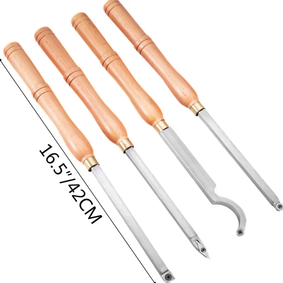 VEVOR Wood Turning Tools for Lathe 4 PCS Set, Carbide Lathe Tools with Diamond Shape, Round, Square Cutters, Turning Lathe Chisels with Comfortable Grip Handles Lathe Tools for Craft DIY Hobbyists