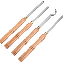 VEVOR Wood Turning Tools for Lathe 4 PCS Set, Carbide Lathe Tools with Diamond Shape, Round, Square Cutters, Turning Lathe Chisels with Comfortable Grip Handles Lathe Tools for Craft DIY Hobbyists