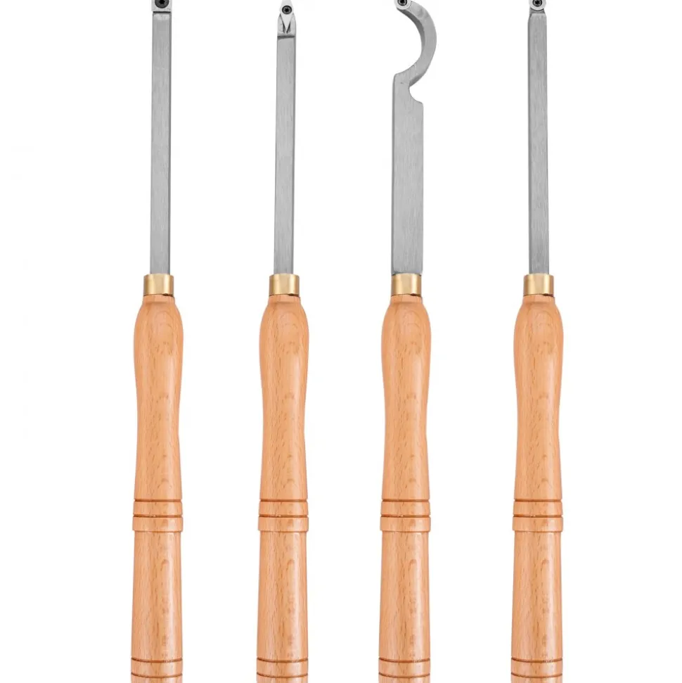 VEVOR Wood Turning Tools for Lathe 4 PCS Set, Carbide Lathe Tools with Diamond Shape, Round, Square Cutters, Turning Lathe Chisels with Comfortable Grip Handles Lathe Tools for Craft DIY Hobbyists