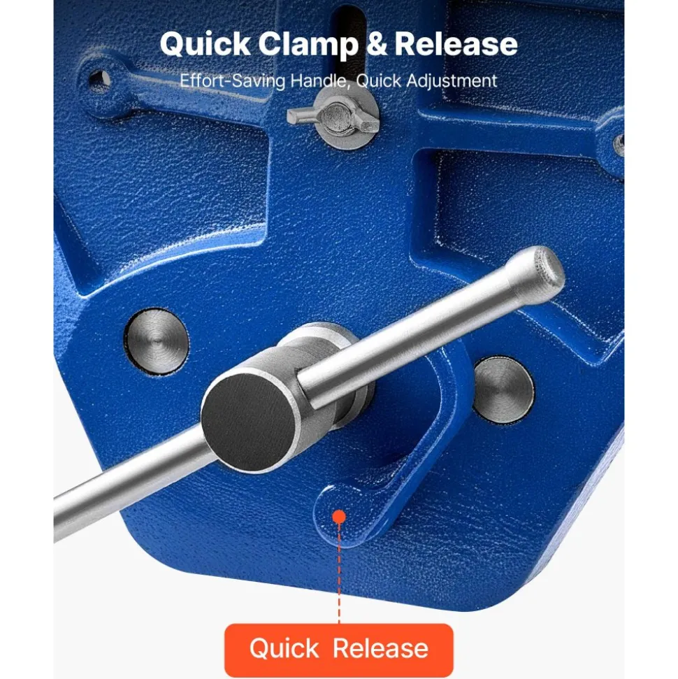 VEVOR Woodworking Vise, 7 Inch Jaw Width, Quick Release Wood Bench Vise, 8 Inch Max Jaw Opening, Heavy-duty Cast Iron Construction, Workbench Vice with Adjustable Front Stop, for Woodworking Drilling