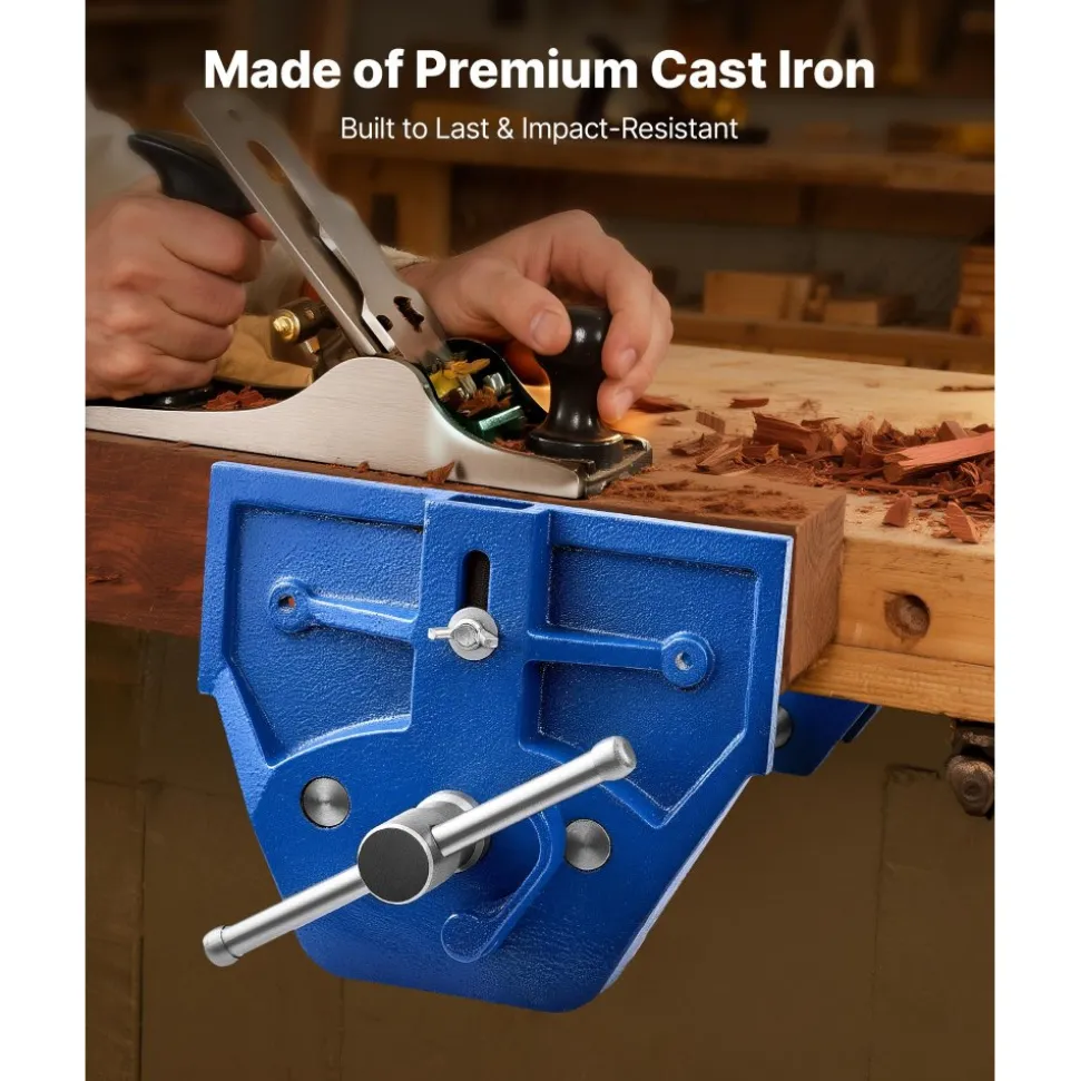 VEVOR Woodworking Vise, 7 Inch Jaw Width, Quick Release Wood Bench Vise, 8 Inch Max Jaw Opening, Heavy-duty Cast Iron Construction, Workbench Vice with Adjustable Front Stop, for Woodworking Drilling