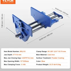 VEVOR Woodworking Vise, 13 inch Woodworking Bench Vise, Heavy-duty Cast Iron Vice for Workbench 10.6" Jaw Width, with Quick Release Lever for Woodworking, Cutting, and Drilling