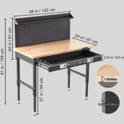 VEVOR Workbench Adjustable Height 28-39.5