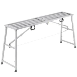 VEVOR Work Platform, 4 Gear Adjustable Height, Folding Alloy Steel Step Ladder, Portable Scaffolding Platform, 880 lb Load Capacity, Non-Slip Rubber Feet, Drywall Painting Stool, Cleaning & Washing