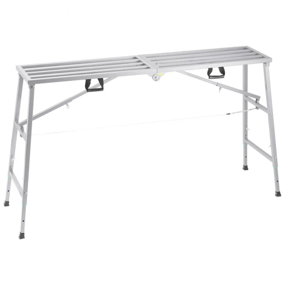 VEVOR Work Platform, 4 Gear Adjustable Height, Folding Alloy Steel Step Ladder, Portable Scaffolding Platform, 880 lb Load Capacity, Non-Slip Rubber Feet, Drywall Painting Stool, Cleaning & Washing