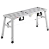 VEVOR Work Platform, 3 Gear Adjustable Height, Folding Alloy Steel Step Ladder, Portable Scaffolding Platform, 400 lb Load Capacity, Non-Slip Rubber Feet, Drywall Painting Stool, for Cleaning &Washing