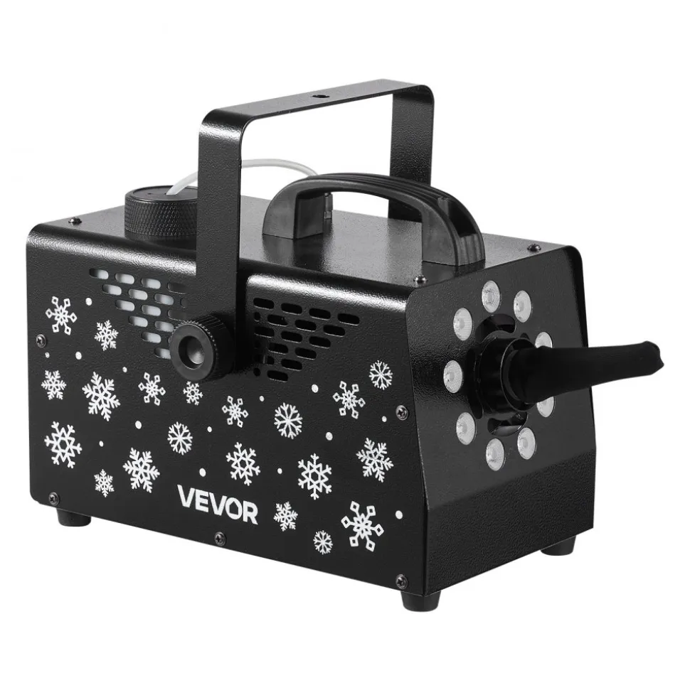 VEVOR 900W Snow Machine with 9 LED RGB Lights, 12 LED Lighting Colors, and Wireless Remote, Handheld/Hanging Outdoor Snowflake Machine Fake Snow Machines with 1L Tank for Christmas Party