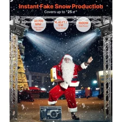 VEVOR 1500W Snow Machine with RGB DMX512 Signal Control, 9 LED Lights, Wireless Remote, High Output Snowflake Machine with 5L Tank, Portable DJ Stage Snow Maker for Christmas Parties Stage Effects