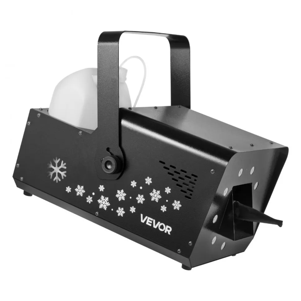 VEVOR 1500W Snow Machine with RGB DMX512 Signal Control, 9 LED Lights, Wireless Remote, High Output Snowflake Machine with 5L Tank, Portable DJ Stage Snow Maker for Christmas Parties Stage Effects