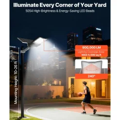 VEVOR 12000W Solar Street Light Outdoor, 900000LM, High Powered Commercial Parking Lot Light Dusk to Dawn, Split Type LED Flood Security Lamp with RF Remote Control, IP65 Waterproof, for Driveway Yard