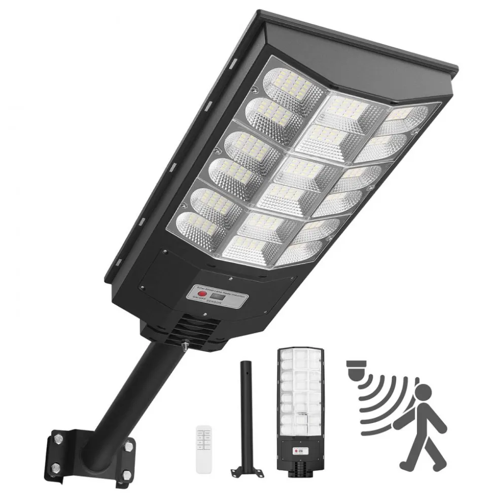 VEVOR 12000W Solar Street Light Outdoor, 900000LM, Commercial Parking Lot Light Dusk to Dawn, LED Flood Security Lamp with Motion Sensor, IP65 Waterproof Wide Angle Outdoor Lighting, for Driveway Yard