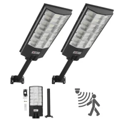 VEVOR 8000W Solar Street Lights Outdoor, 450000LM, Commercial Parking Lot Lights Dusk to Dawn, LED Flood Security Lamp with Motion Sensor, IP67 Waterproof Outdoor Lighting, for Driveway Yard, 2 Pack