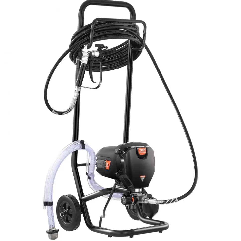 VEVOR 750W Stand Airless Paint Sprayer, 3000PSI High Efficiency Electric Airless Sprayer With Cart, Paint Sprayers for Home Interior and Exterior Furniture and Fences, Fine And Even Painting Effect