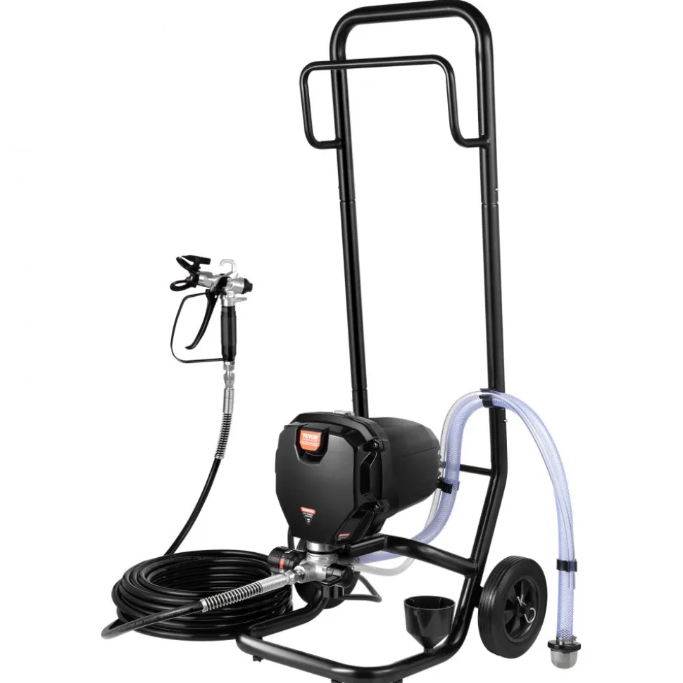 VEVOR 750W Stand Airless Paint Sprayer, 3000PSI High Efficiency Electric Airless Sprayer With Cart, Paint Sprayers for Home Interior and Exterior Furniture and Fences, Fine And Even Painting Effect