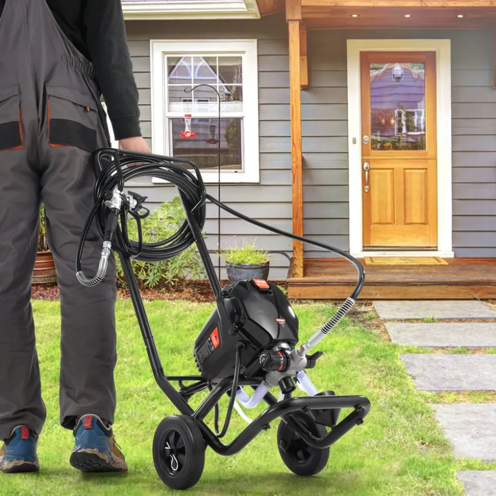 VEVOR 750W Stand Airless Paint Sprayer, 3000PSI High Efficiency Electric Airless Sprayer With Cart, Paint Sprayers for Home Interior and Exterior Furniture and Fences, Fine And Even Painting Effect