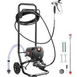 VEVOR 750W Stand Airless Paint Sprayer, 3000PSI High Efficiency Electric Airless Sprayer With Cart, Paint Sprayers for Home Interior and Exterior Furniture and Fences, Fine And Even Painting Effect
