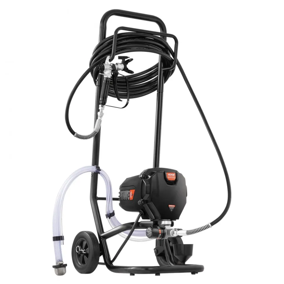 VEVOR 750W Stand Airless Paint Sprayer, 3000PSI High Efficiency Electric Airless Sprayer With Cart, Paint Sprayers for Home Interior and Exterior Furniture and Fences, Fine And Even Painting Effect