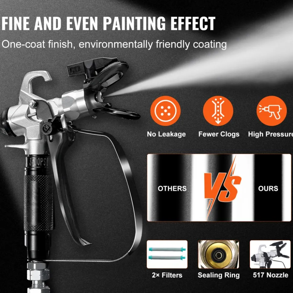 VEVOR 750W Stand Airless Paint Sprayer, 3000PSI High Efficiency Electric Airless Sprayer With Cart, Paint Sprayers for Home Interior and Exterior Furniture and Fences, Fine And Even Painting Effect