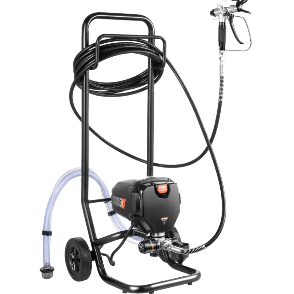 VEVOR 750W Stand Airless Paint Sprayer, 3000PSI High Efficiency Electric Airless Sprayer With Cart, Paint Sprayers for Home Interior and Exterior Furniture and Fences, Fine And Even Painting Effect