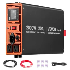 VEVOR 2000W Sump Pump Battery Backup System, LCD Display, Auto Switches to Battery Inverter Power for Sump Pump, Pure Sine Wave, for Basement Protection Emergency Power Outage, Batteries Not Included