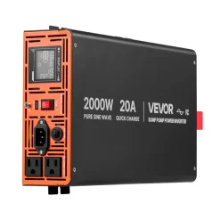 VEVOR 2000W Sump Pump Battery Backup System, LCD Display, Auto Switches to Battery Inverter Power for Sump Pump, Pure Sine Wave, for Basement Protection Emergency Power Outage, Batteries Not Included