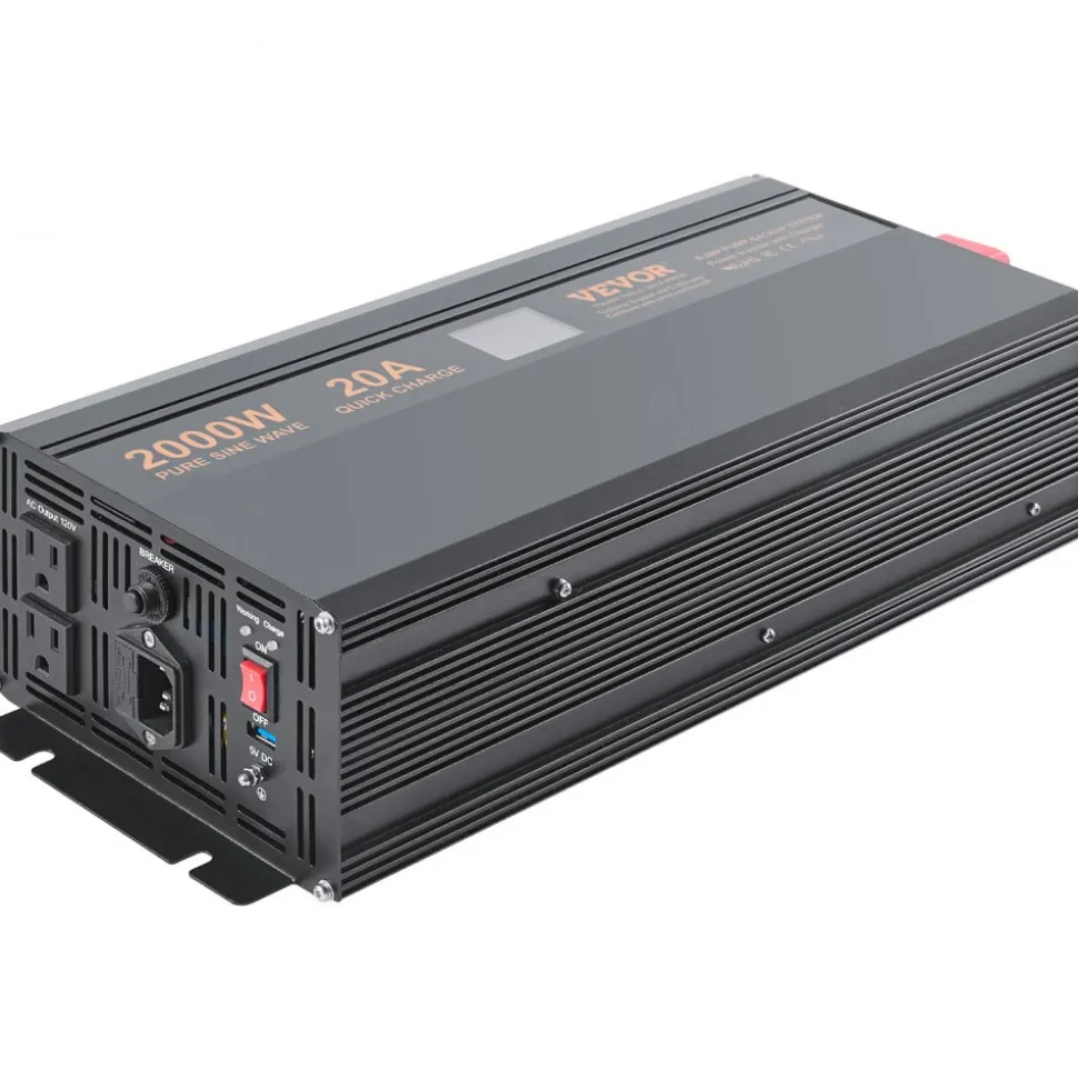 VEVOR 2000W Sump Pump Battery Backup with LCD, Automatically Shifts to Inverter Power Ensuring Uninterrupted Operation, Essential for Emergencies & Power Failures