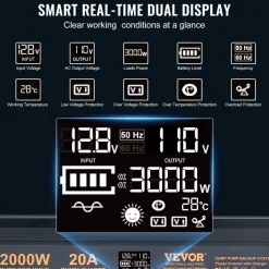 VEVOR 2000W Sump Pump Battery Backup with LCD, Automatically Shifts to Inverter Power Ensuring Uninterrupted Operation, Essential for Emergencies & Power Failures