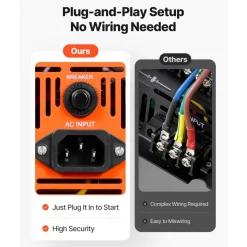 VEVOR 2500W Sump Pump Battery Backup System, LCD Display, Auto Switches to Battery Inverter Power for Sump Pump, Pure Sine Wave, for Basement Protection Emergency Power Outage, Batteries Not Included