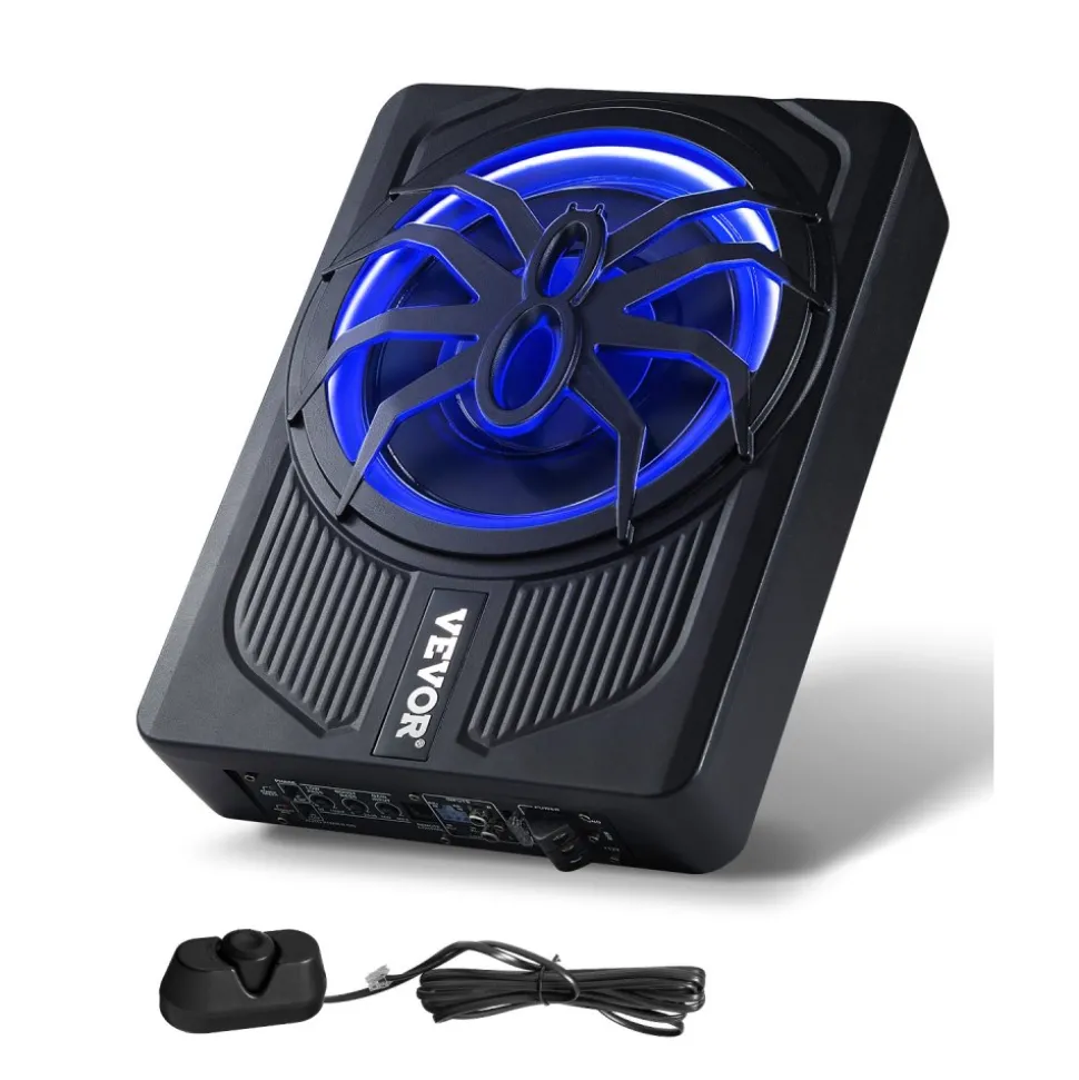 VEVOR 8" 400W Underseat Car Subwoofer, Slim Powered Car Subwoofers Under the Seat, Low Profile Audio Sub Built-in Amplifier, High/Low Level Input & Volume Controller for SUVs, Car, Truck, RV