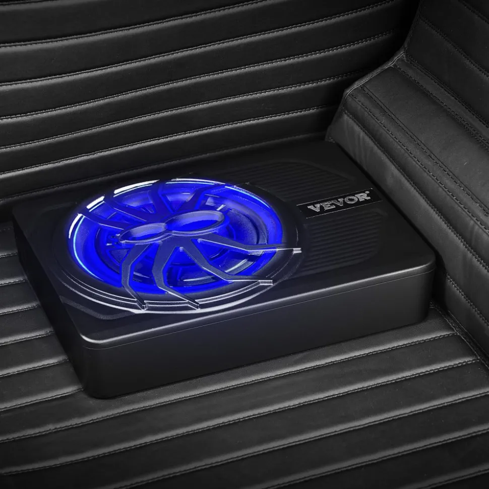 VEVOR 8" 400W Underseat Car Subwoofer, Slim Powered Car Subwoofers Under the Seat, Low Profile Audio Sub Built-in Amplifier, High/Low Level Input & Volume Controller for SUVs, Car, Truck, RV