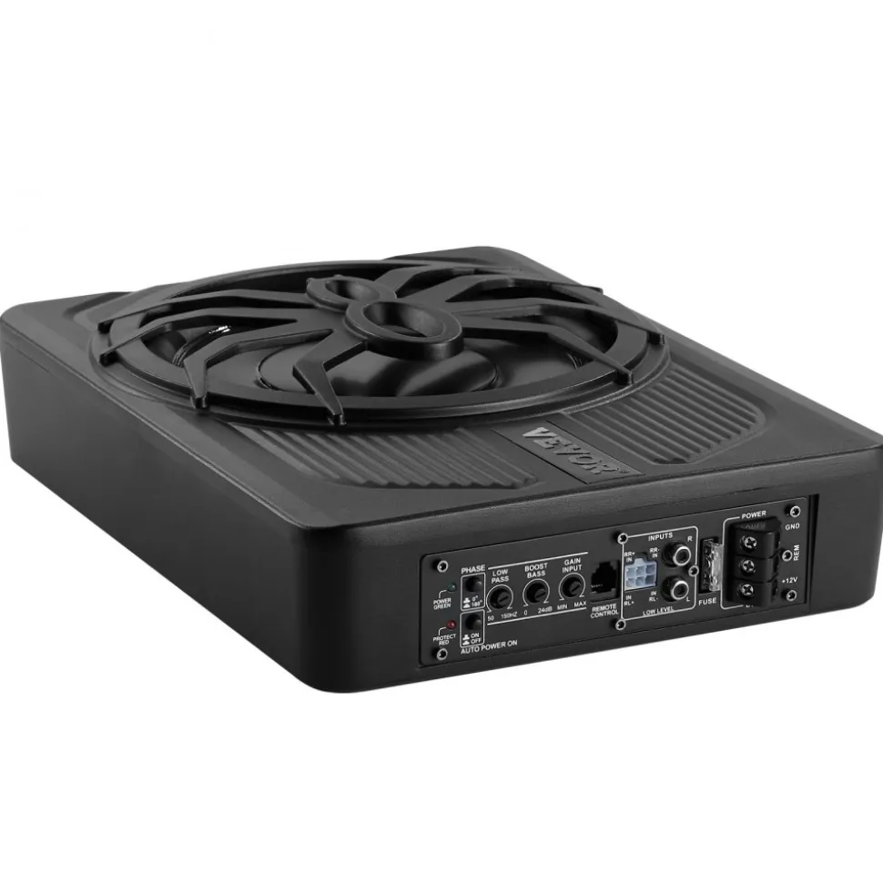 VEVOR 8" 400W Underseat Car Subwoofer, Slim Powered Car Subwoofers Under the Seat, Low Profile Audio Sub Built-in Amplifier, High/Low Level Input & Volume Controller for SUVs, Car, Truck, RV