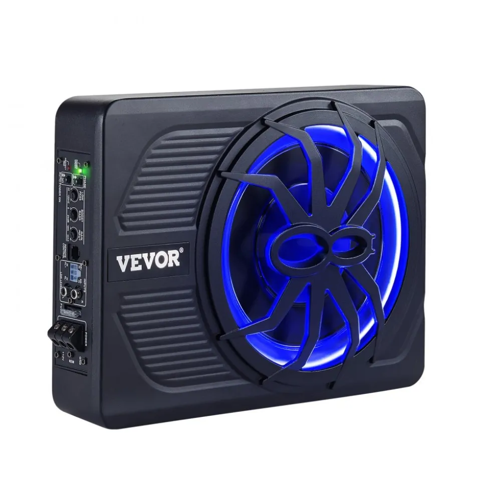 VEVOR 8" 400W Underseat Car Subwoofer, Slim Powered Car Subwoofers Under the Seat, Low Profile Audio Sub Built-in Amplifier, High/Low Level Input & Volume Controller for SUVs, Car, Truck, RV