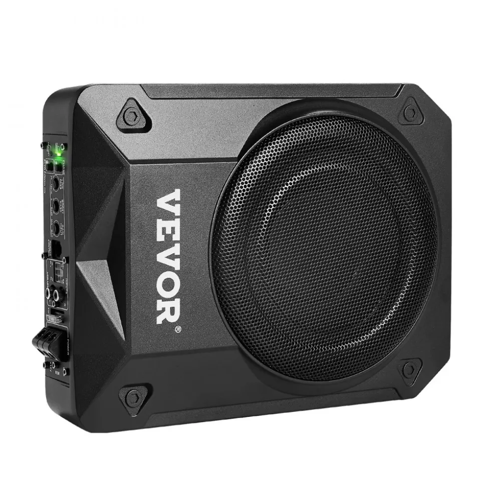 VEVOR 8" 800W Underseat Car Subwoofer, Slim Powered Car Subwoofers Under the Seat, Low Profile Audio Sub Built-in Amplifier, High/Low Level Input & Volume Controller for SUVs, Car, Truck, RV