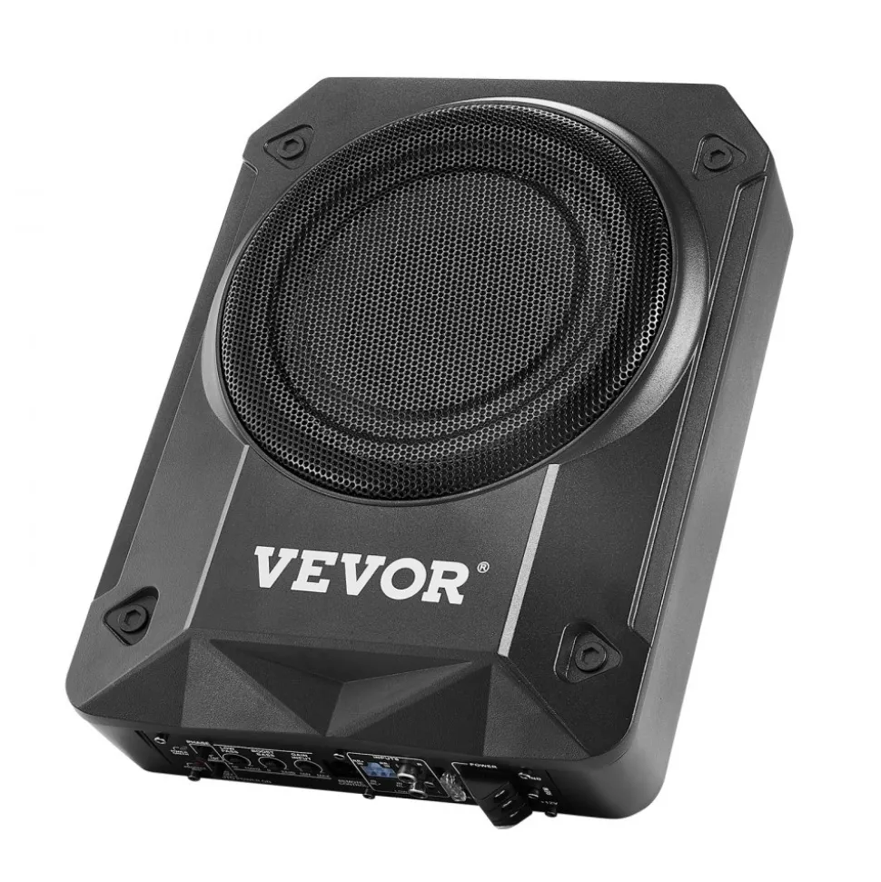VEVOR 8" 800W Underseat Car Subwoofer, Slim Powered Car Subwoofers Under the Seat, Low Profile Audio Sub Built-in Amplifier, High/Low Level Input & Volume Controller for SUVs, Car, Truck, RV