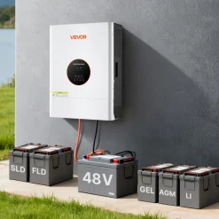VEVOR 6000W 48V Hybrid Solar Inverter, 120V/240V Split Phase, Built-in 120A MPPT Solar Controller, Low Frequency Pure Sine Wave Power Inverter Charger, for Lead Acid Lithium Battery Off-Grid Systems
