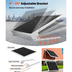 VEVOR 50W 12V Solar Battery Trickle Charger Maintainer, Mono Solar Panel Battery Charger with Upgraded MPPT Controller & Adjustable Mount Bracket, IP65 Waterproof for Car Boat RV Trailer House Roof
