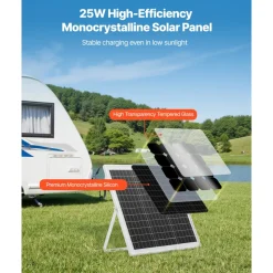 VEVOR 30W 12V Solar Panel Battery Charger, Solar Battery Trickle Charger Maintainer with Intelligent MPPT Controller & Adjustable Mount Bracket, IP67 Waterproof for Car Boat RV Motorcycle Trailer