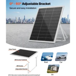 VEVOR 30W 12V Solar Panel Battery Charger, Solar Battery Trickle Charger Maintainer with Intelligent MPPT Controller & Adjustable Mount Bracket, IP67 Waterproof for Car Boat RV Motorcycle Trailer