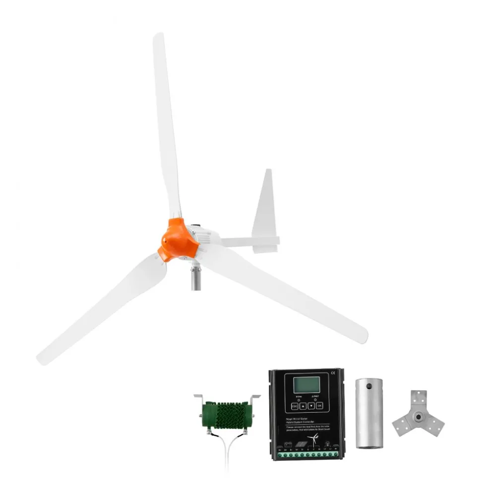 VEVOR 1000W 12V Wind Turbine Generator, 3-Blade Wind Turbine Kit with Wind/Solar Hybrid Controller, Efficient 3-Phase AC Permanent Wind Power Generator for RV Boat Home Farm (Tower Pole Not Include)
