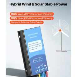 VEVOR 1200W 24V Wind Turbine Generator, 3-Blade Wind Turbine Kit with Wind/Solar Hybrid Controller, Efficient 3-Phase AC Permanent Wind Power Generator for RV Boat Home Farm (Tower Pole Not Included)