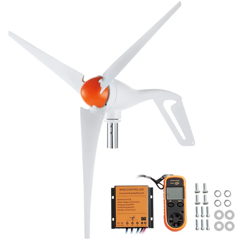 VEVOR 500W Wind Turbine Generator with Anemometer, 12V Wind Turbine Kit, 3-Blade Wind Power Generator, MPPT Controller & Adjustable Windward Direction, Suitable for Home, Farm, RVs, Boats
