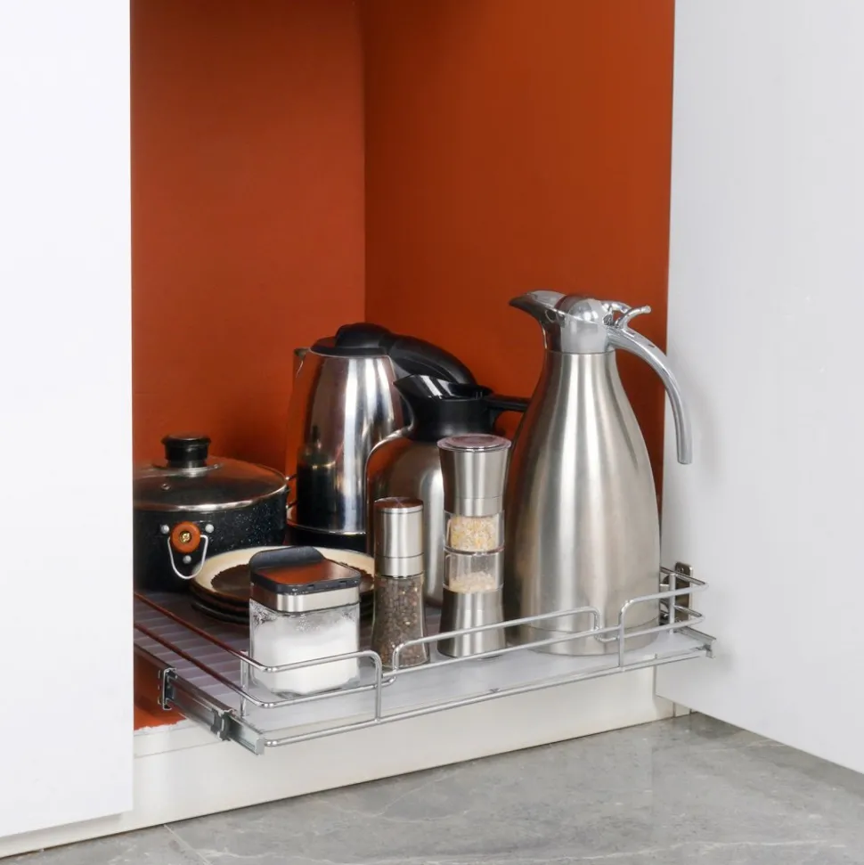 VEVOR 21.5"Wx21"Dx3.5"H Pull Out Cabinet Organizer, Heavy Duty Slide Out Pantry Shelves, Steel Roll Out Drawers, Sliding Drawer Storage for Home Under Sink, 23"Wx22"Dx7"H Install Size for Cabinet
