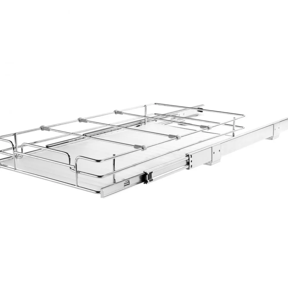 VEVOR 11"Wx21"Dx2.5"H Pull Out Cabinet Organizer, Heavy Duty Slide Out Pantry Shelves, Steel Roll Out Drawers, Sliding Drawer Storage for Home Under Sink, 13.5"Wx22"Dx7"H Install Size for Cabinet